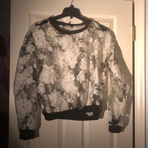 Sheer Floral Print Sweatshirt